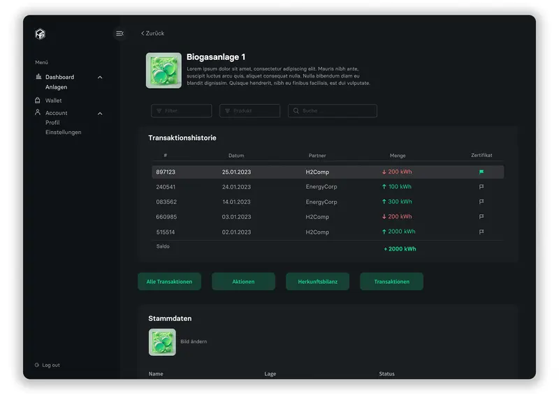 Anlagen Dashboard